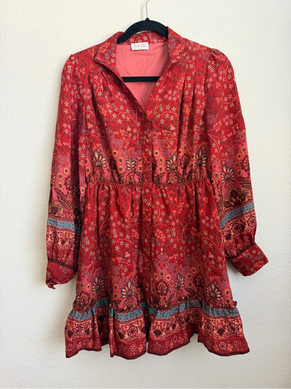 Fate Paisley Print Boho Mini Dress Size Small